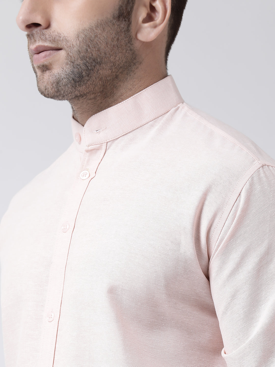 RIAG Peach Men's Chinese Collar Full Sleeves Shirt