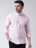 RIAG Pink Men's Chinese Collar Full Sleeves Shirt