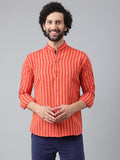 RIAG Red Men's Chinese Collar Full Sleeves Shirt