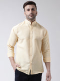 RIAG Beige Men's Chinese Collar Full Sleeves Shirt