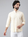RIAG Beige Men's Chinese Collar Full Sleeves Shirt