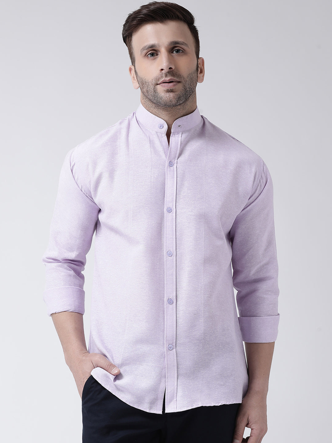 RIAG Violet Men's Chinese Collar Full Sleeves Shirt