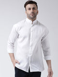 RIAG White Men's Chinese Collar Full Sleeves Shirt