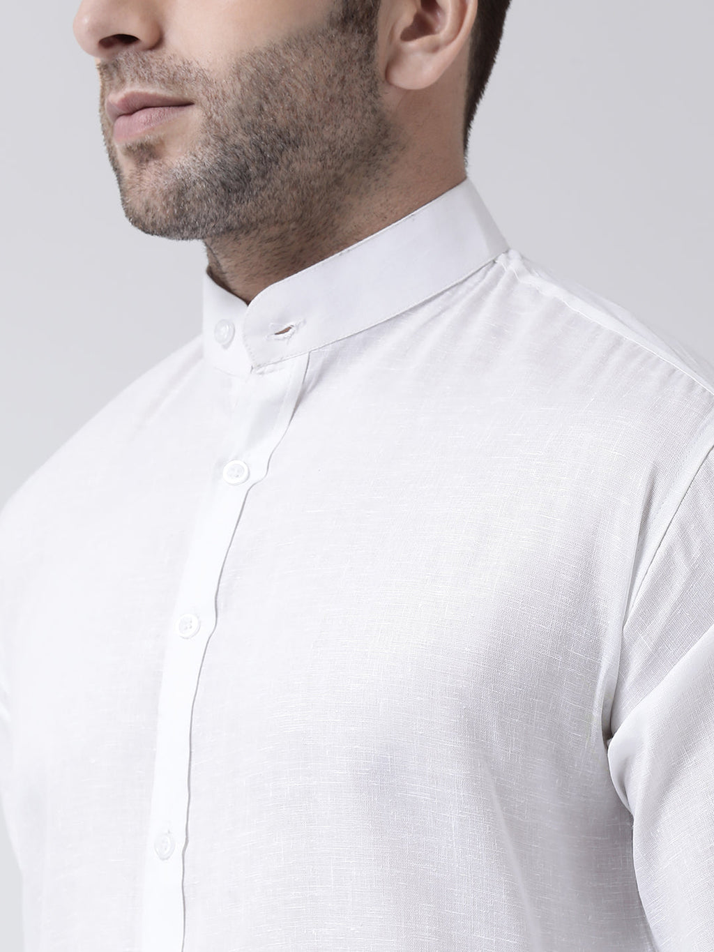 RIAG White Men's Chinese Collar Full Sleeves Shirt