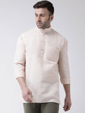 RIAG Beige Color Long Sleeves Men's Cotton Short Kurta