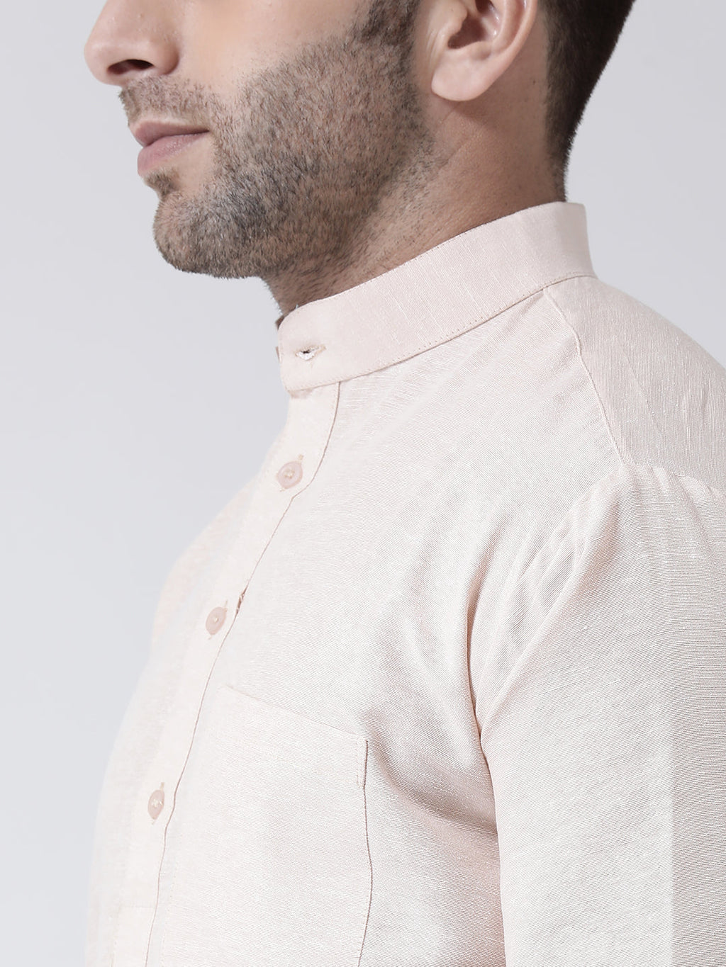 RIAG Beige Color Long Sleeves Men's Cotton Short Kurta