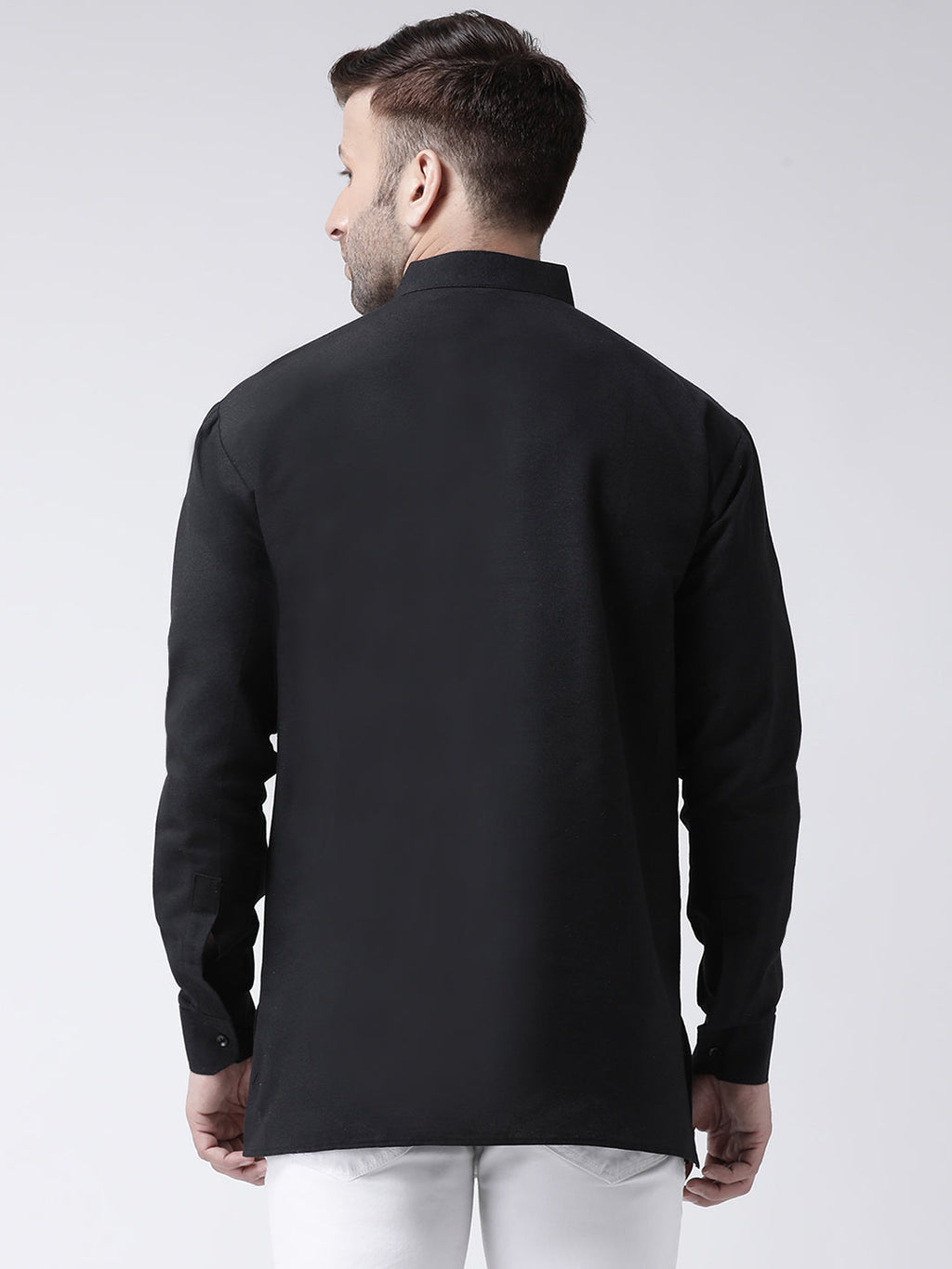 RIAG Black Color Long Sleeves Men's Cotton Short Kurta