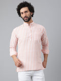 RIAG Orange Color Long Sleeves Casual Men's Cotton Short Kurta