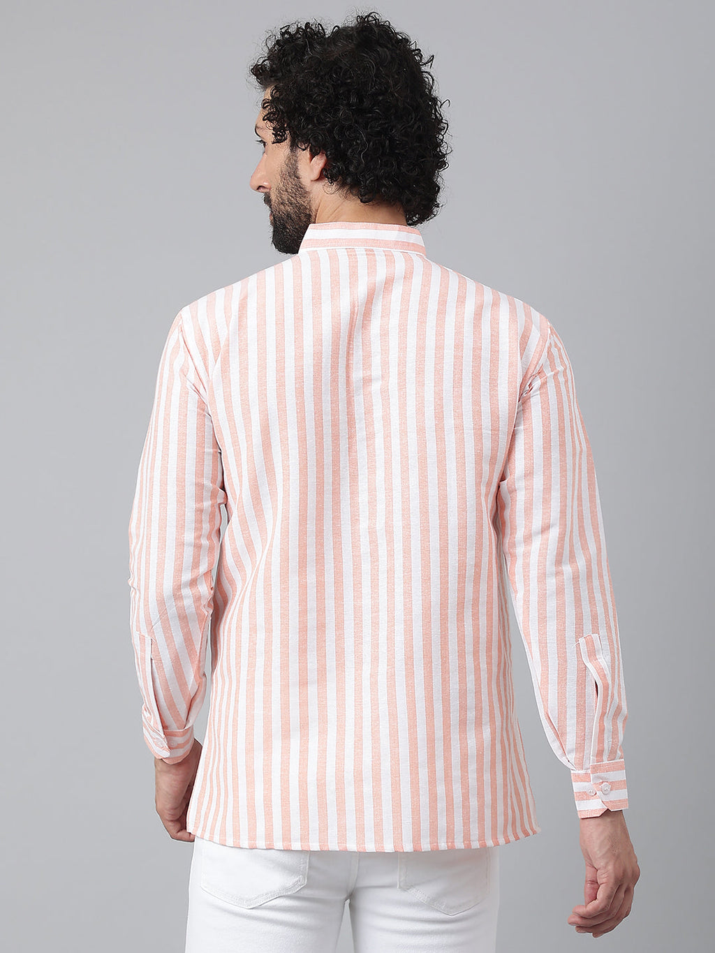 RIAG Orange Color Long Sleeves Casual Men's Cotton Short Kurta