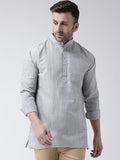 RIAG Grey Color Long Sleeves Men's Cotton Short Kurta