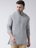 RIAG Grey Color Long Sleeves Men's Cotton Short Kurta