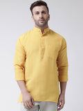 RIAG Yellow Color Long Sleeves Men's Cotton Short Kurta
