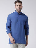 RIAG Navy Blue Color Long Sleeves Men's Cotton Short Kurta