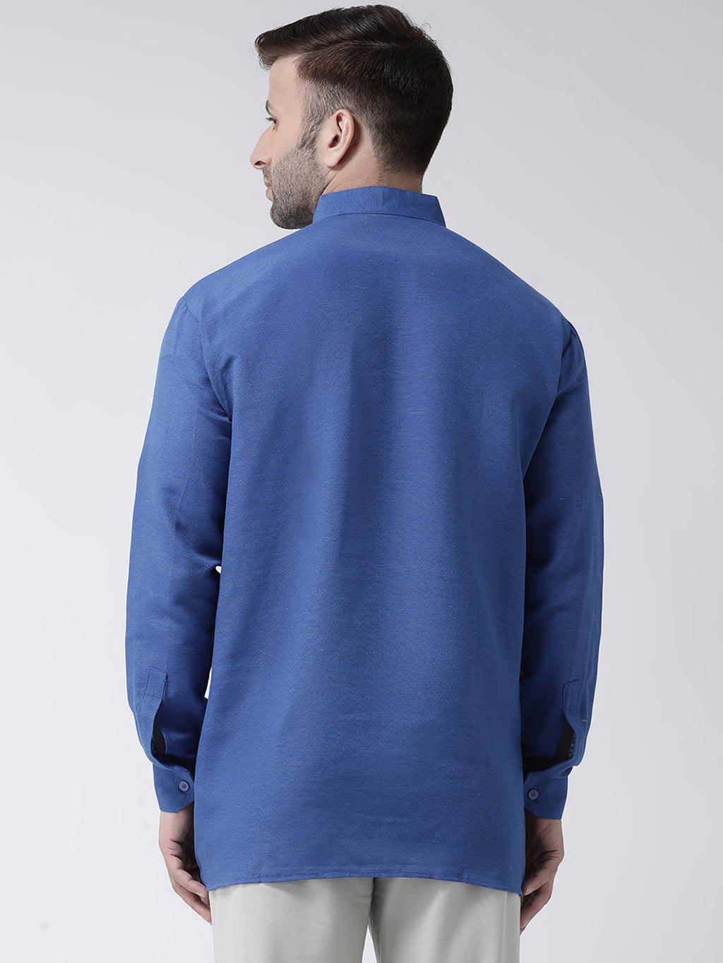 RIAG Navy Blue Color Long Sleeves Men's Cotton Short Kurta