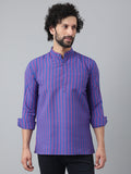 RIAG Navy Blue Color Long Sleeves Casual Men's Cotton Short Kurta