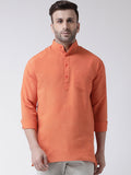 RIAG Orange Color Long Sleeves Men's Cotton Short Kurta