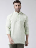 RIAG Green Color Long Sleeves Men's Cotton Short Kurta