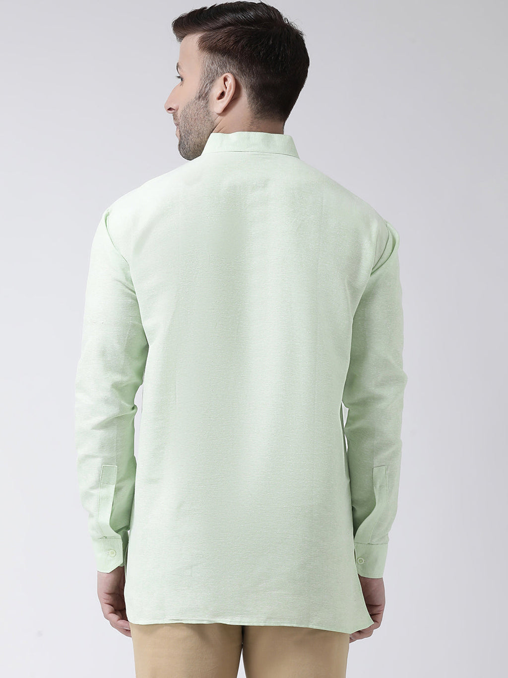 RIAG Green Color Long Sleeves Men's Cotton Short Kurta