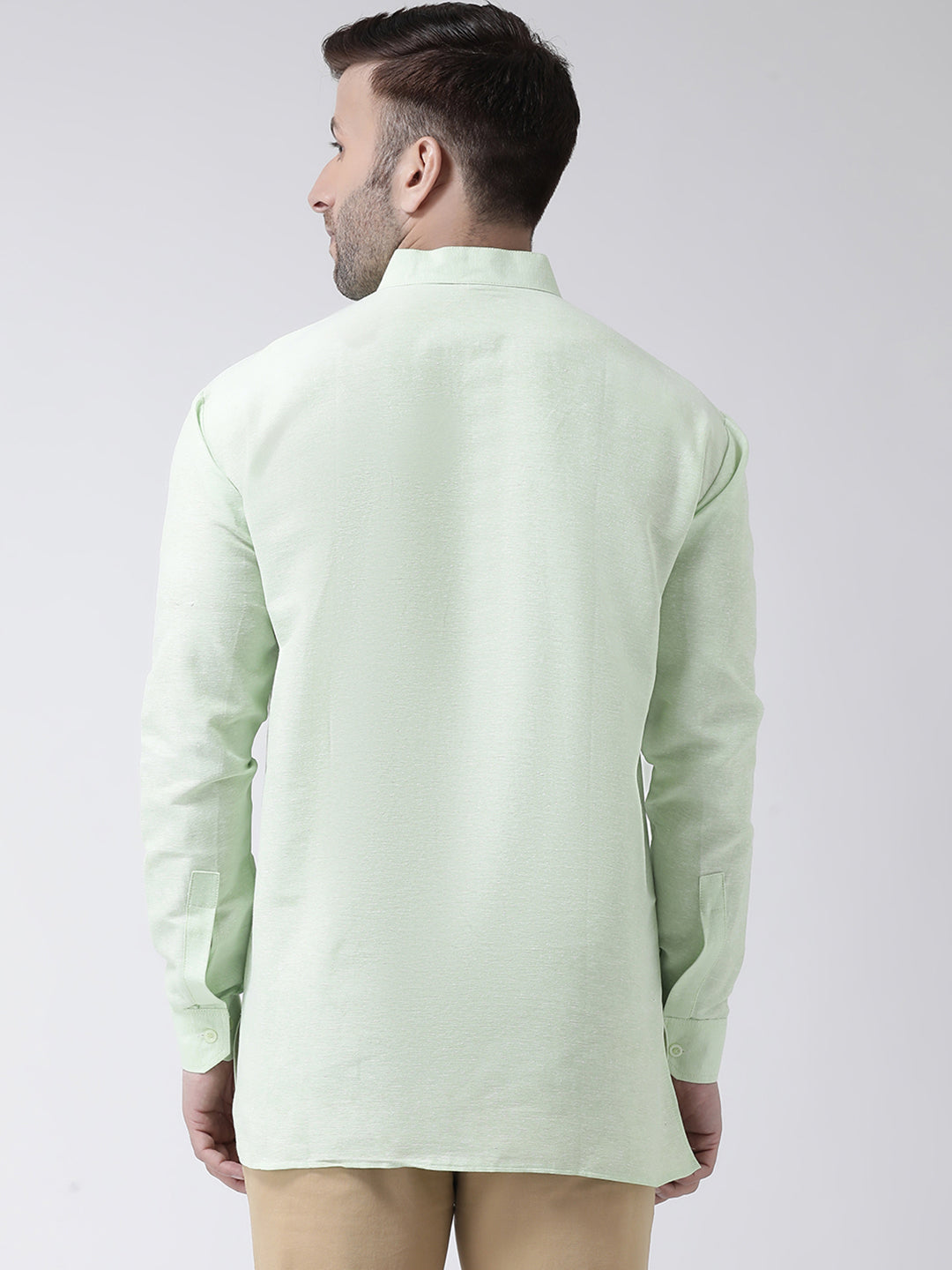 RIAG Green Color Long Sleeves Men's Cotton Short Kurta