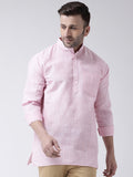 RIAG Pink Color Long Sleeves Men's Cotton Short Kurta