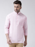 RIAG Pink Color Long Sleeves Men's Cotton Short Kurta