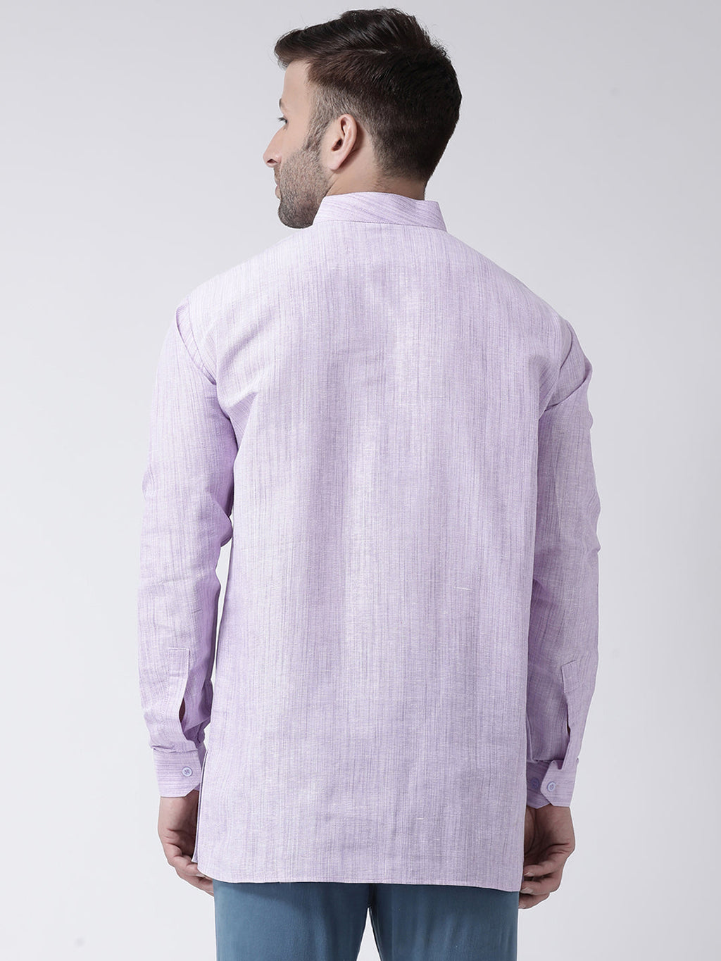 RIAG Purple Color Long Sleeves Men's Cotton Short Kurta