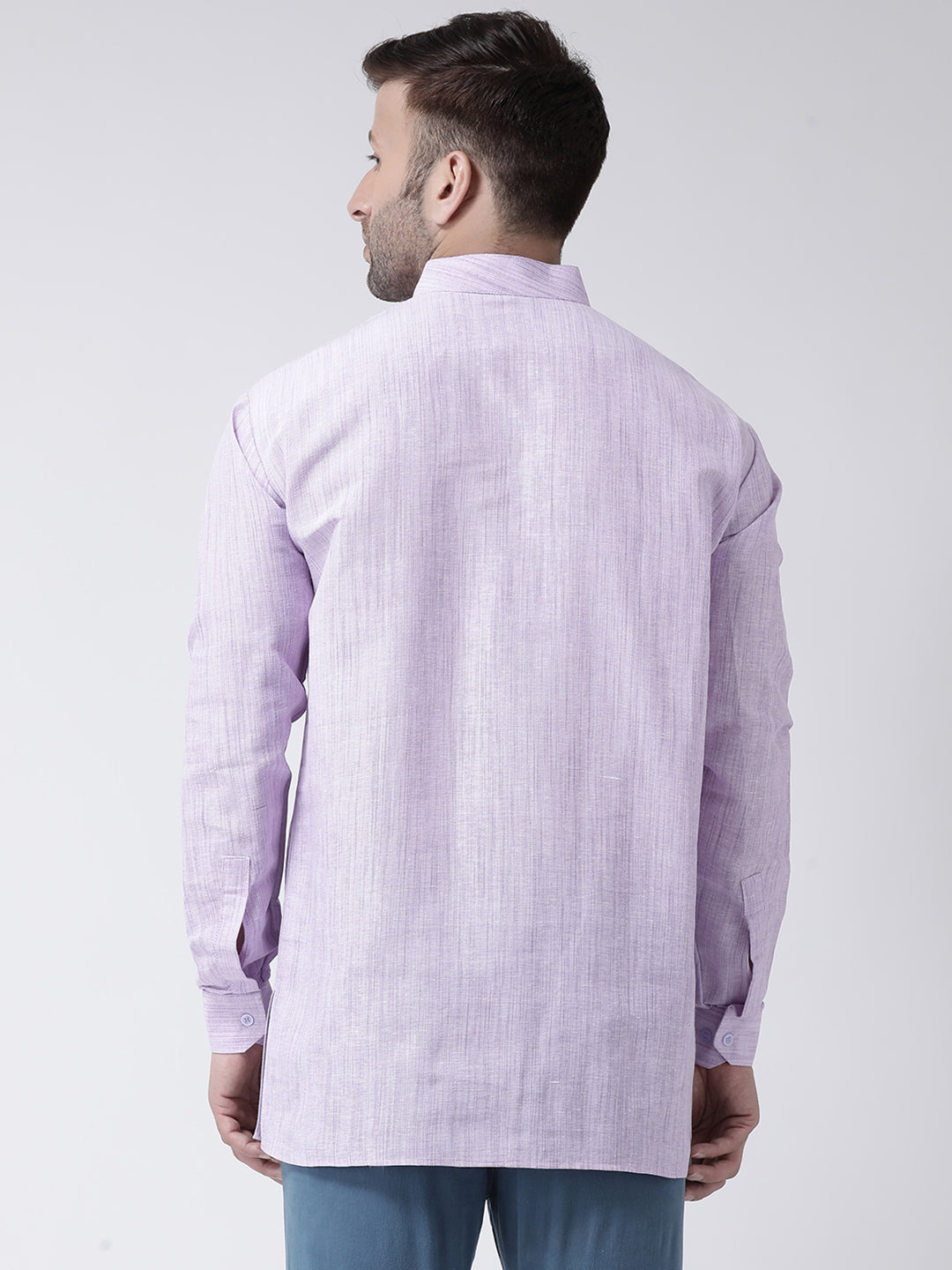 RIAG Purple Color Long Sleeves Men's Cotton Short Kurta