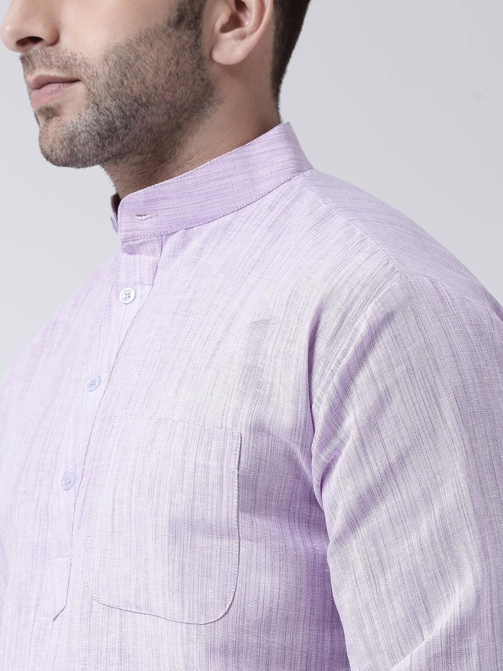 RIAG Purple Color Long Sleeves Men's Cotton Short Kurta