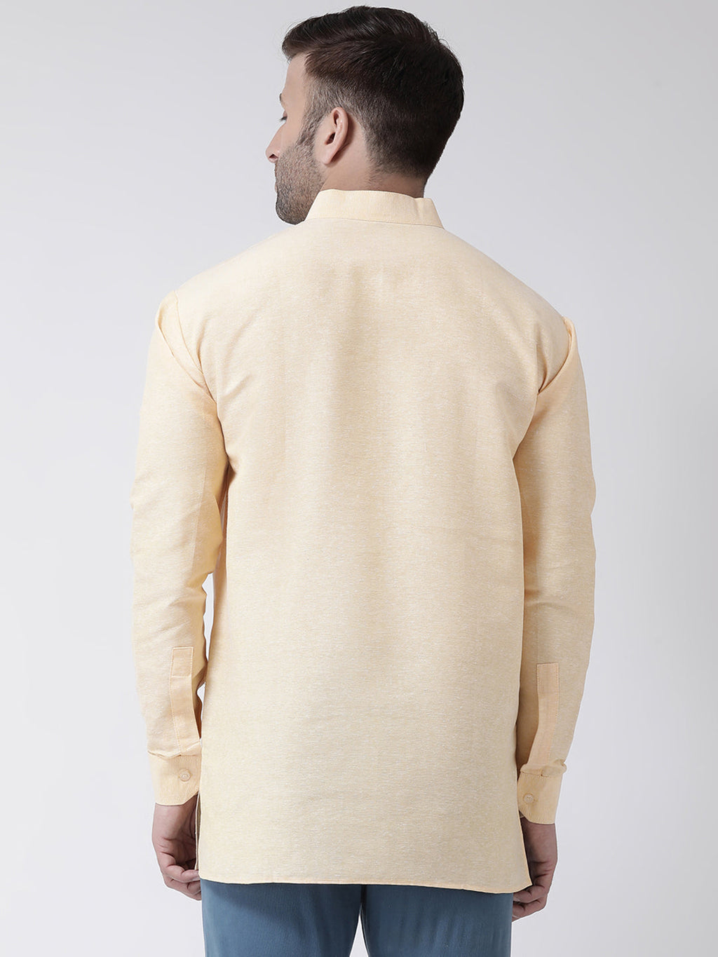 RIAG Beige Color Long Sleeves Men's Cotton Short Kurta