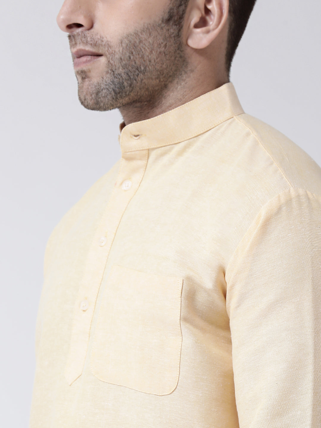 RIAG Beige Color Long Sleeves Men's Cotton Short Kurta