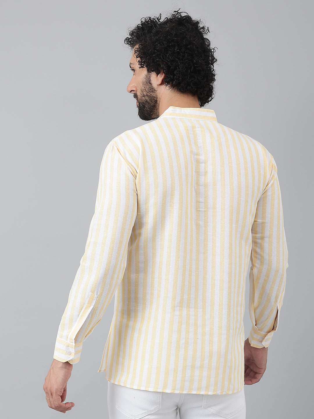 RIAG Beige Color Long Sleeves Casual Men's Cotton Short Kurta