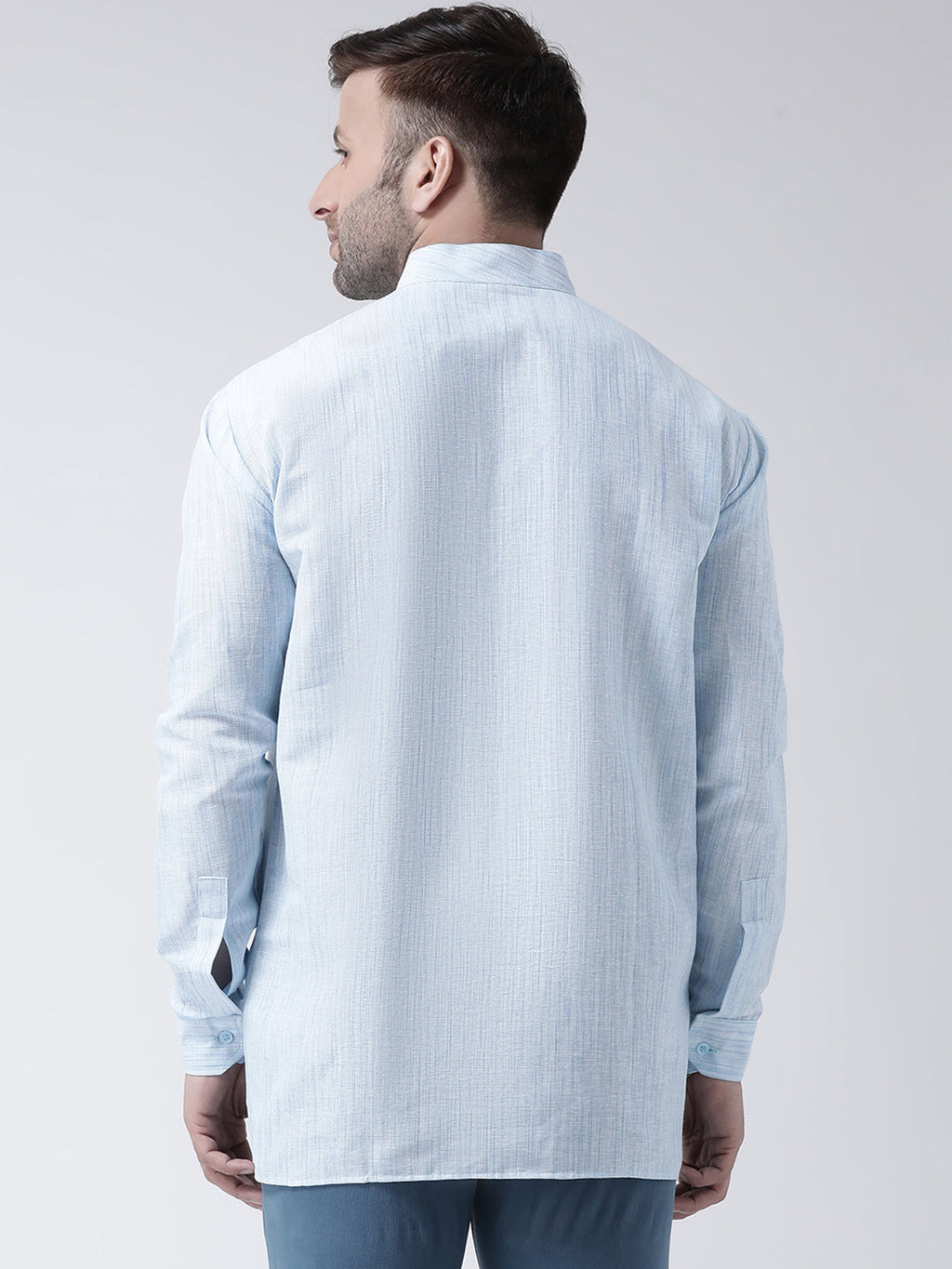 RIAG Blue Color Long Sleeves Men's Cotton Short Kurta