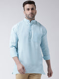 RIAG Light Blue Color Long Sleeves Men's Cotton Short Kurta