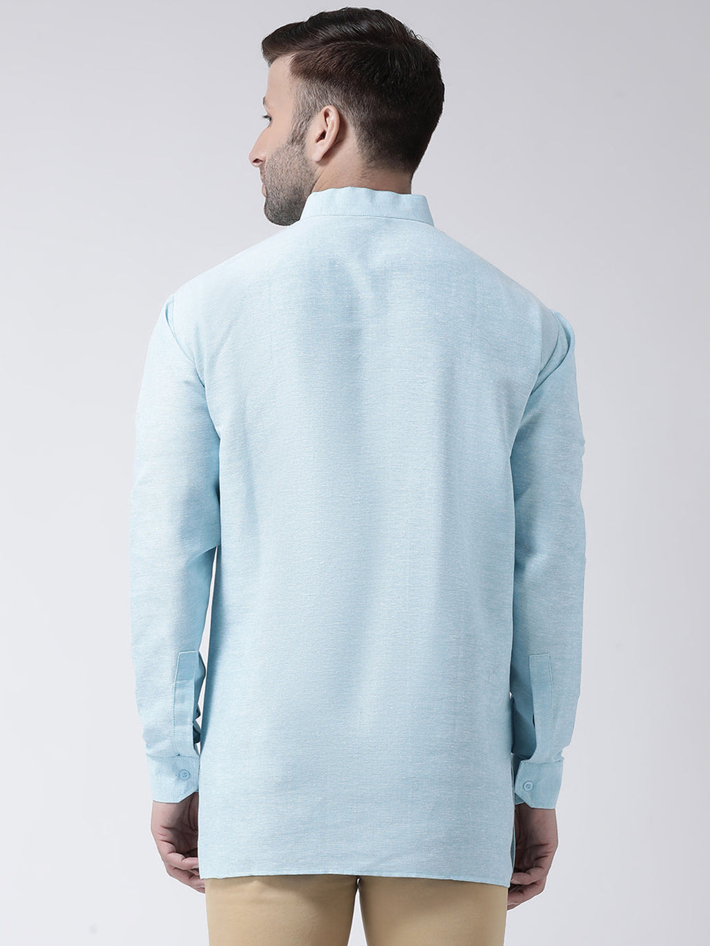 RIAG Light Blue Color Long Sleeves Men's Cotton Short Kurta