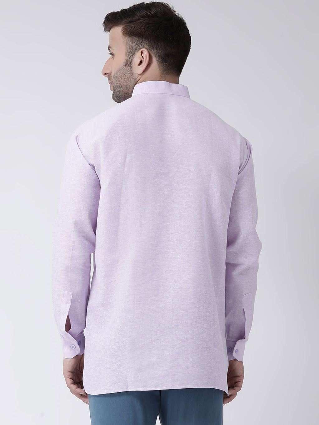 RIAG Purple Color Long Sleeves Men's Cotton Short Kurta