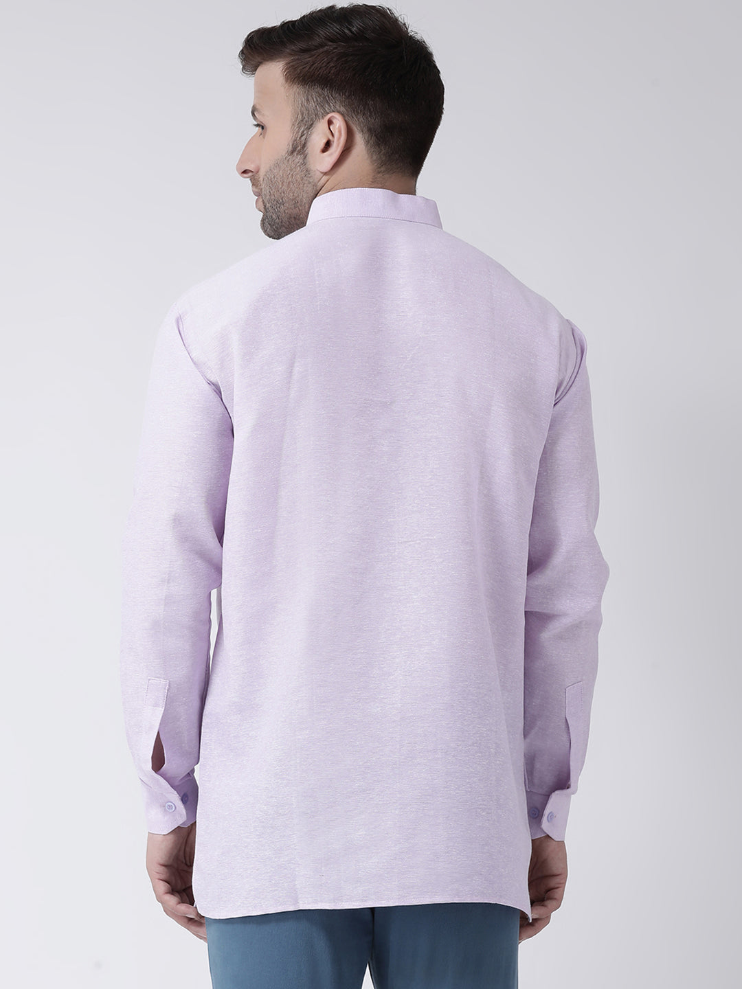 RIAG Purple Color Long Sleeves Men's Cotton Short Kurta