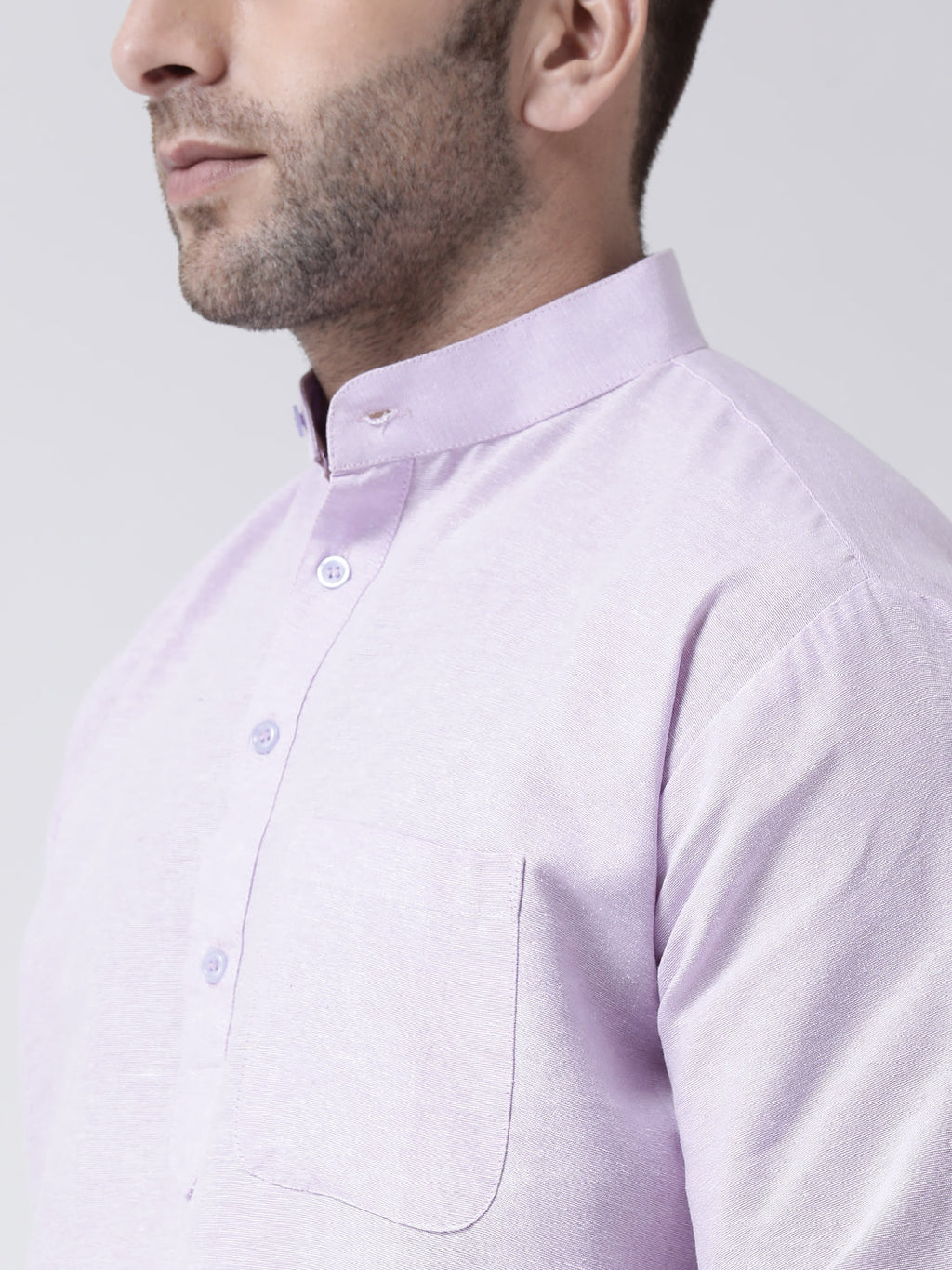 RIAG Purple Color Long Sleeves Men's Cotton Short Kurta