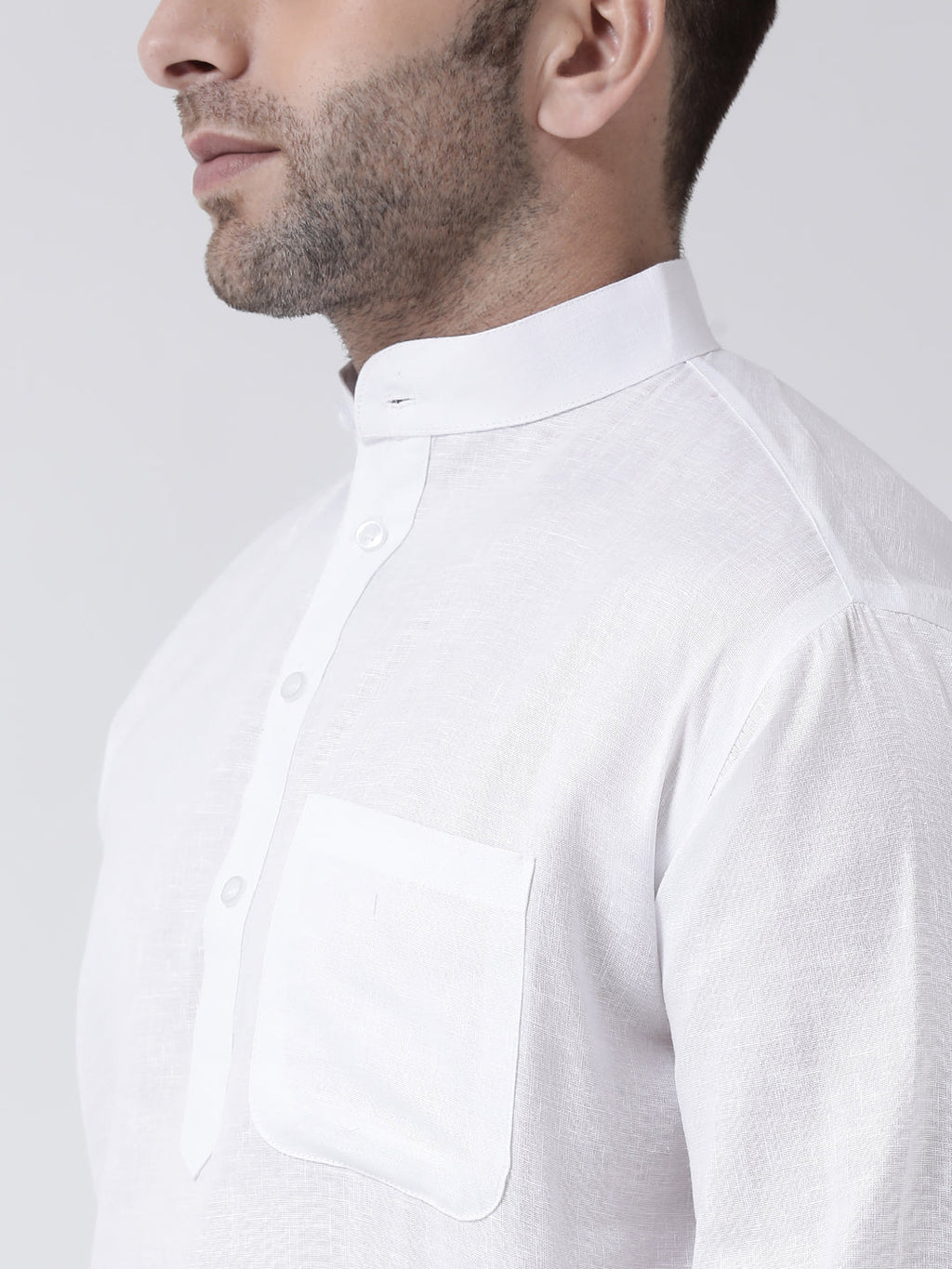 RIAG White Color Long Sleeves Men's Cotton Short Kurta