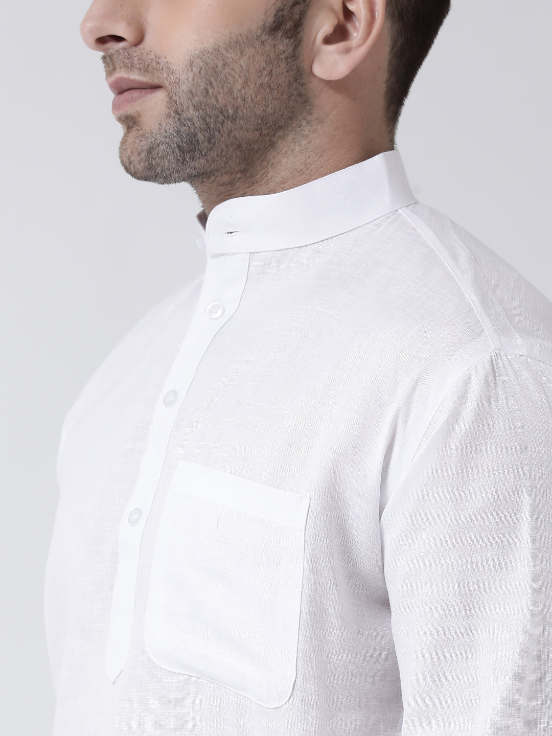 RIAG White Color Long Sleeves Men's Cotton Short Kurta