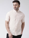 RIAG Beige Men's Chinese Collar Half Sleeves Shirt