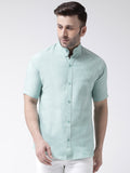 RIAG Green Men's Chinese Collar Half Sleeves Shirt