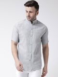 RIAG Grey Men's Chinese Collar Half Sleeves Shirt