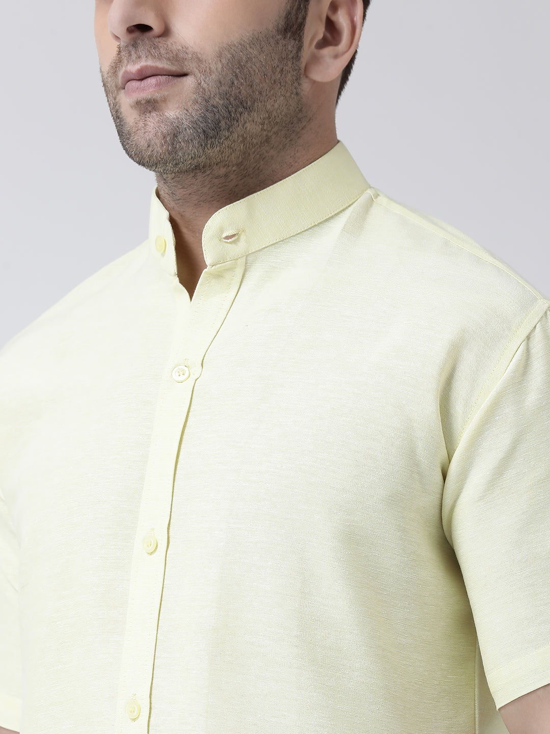 RIAG Yellow Men's Chinese Collar Half Sleeves Shirt