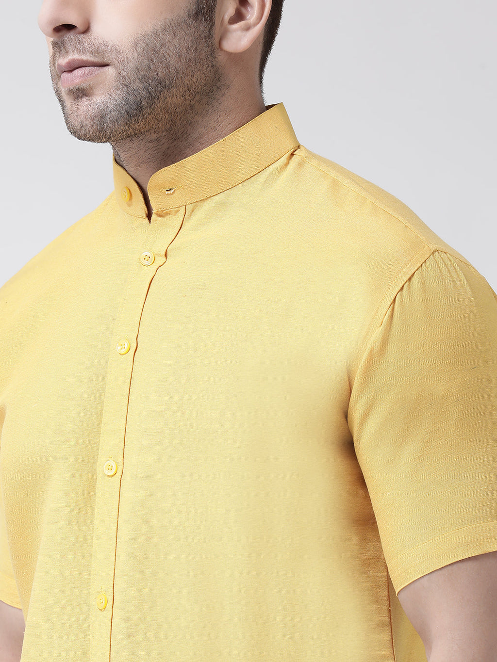 RIAG Mustard Men's Chinese Collar Half Sleeves Shirt