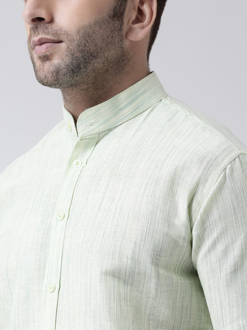 RIAG Green Men's Chinese Collar Half Sleeves Shirt