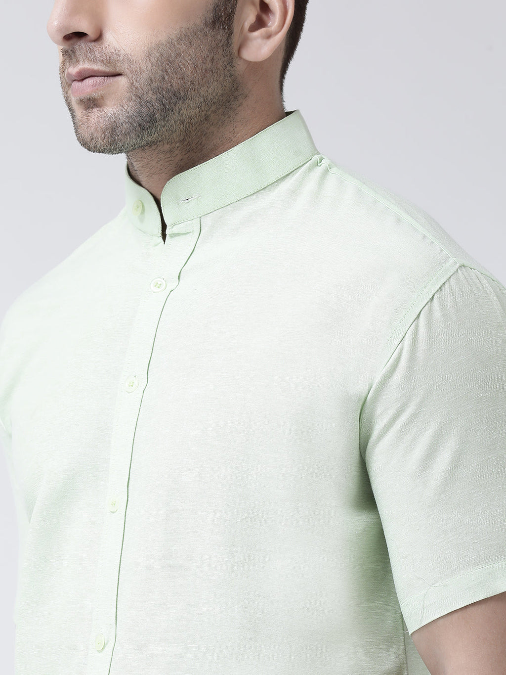 RIAG Green Men's Chinese Collar Half Sleeves Shirt