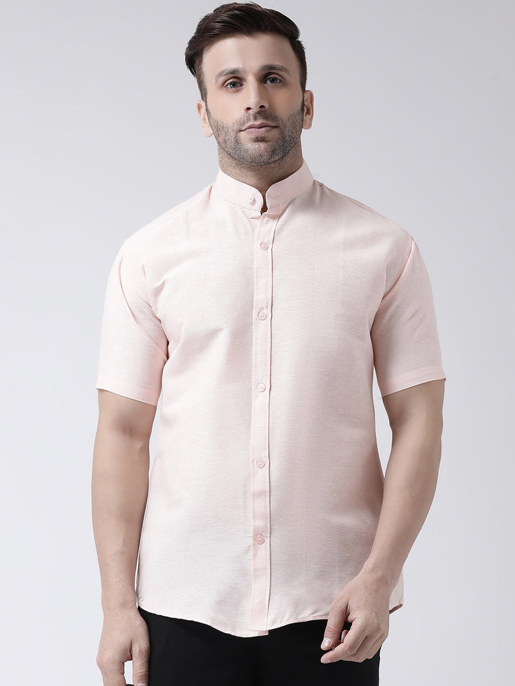 RIAG Peach Men's Chinese Collar Half Sleeves Shirt