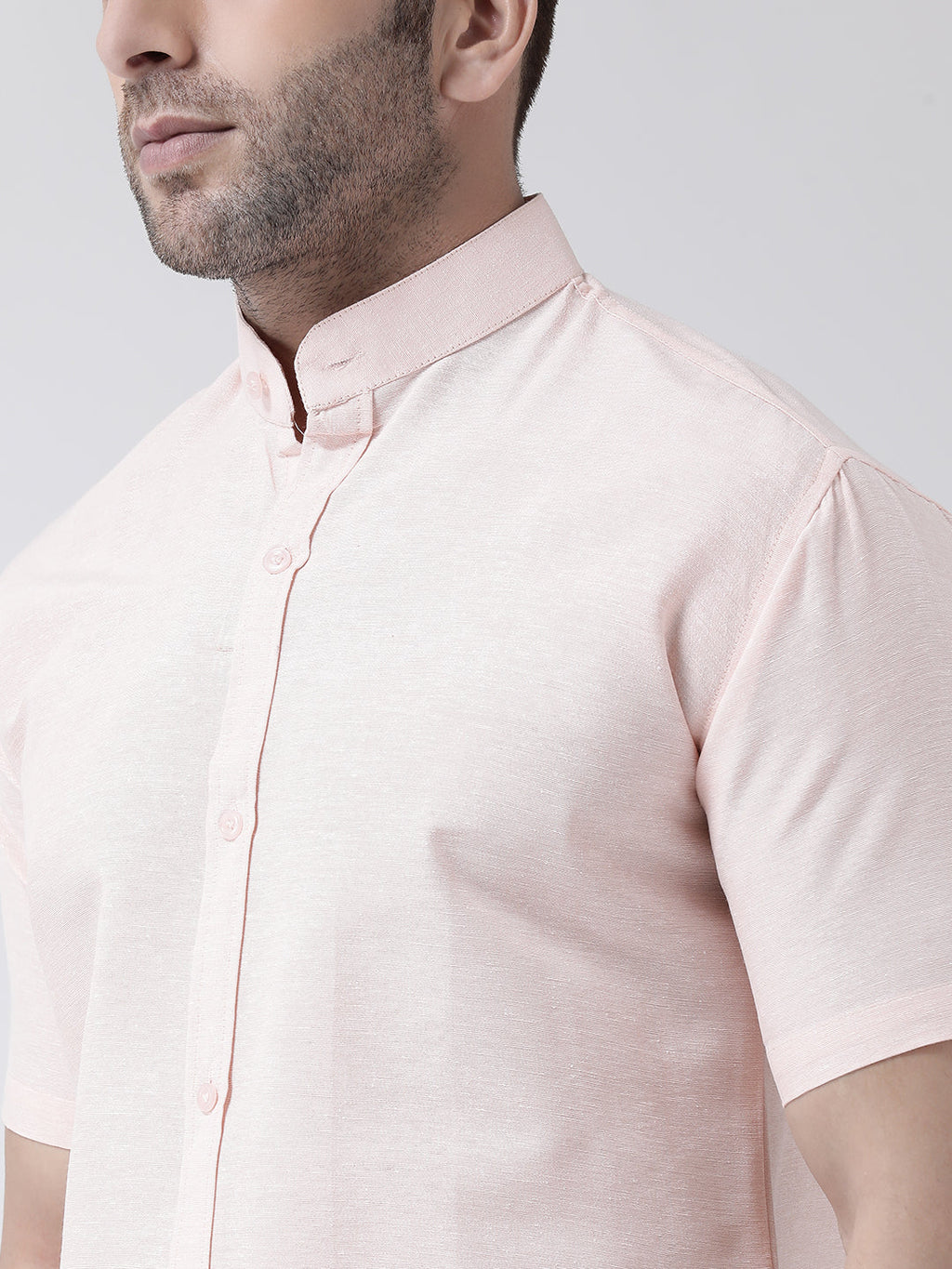 RIAG Peach Men's Chinese Collar Half Sleeves Shirt