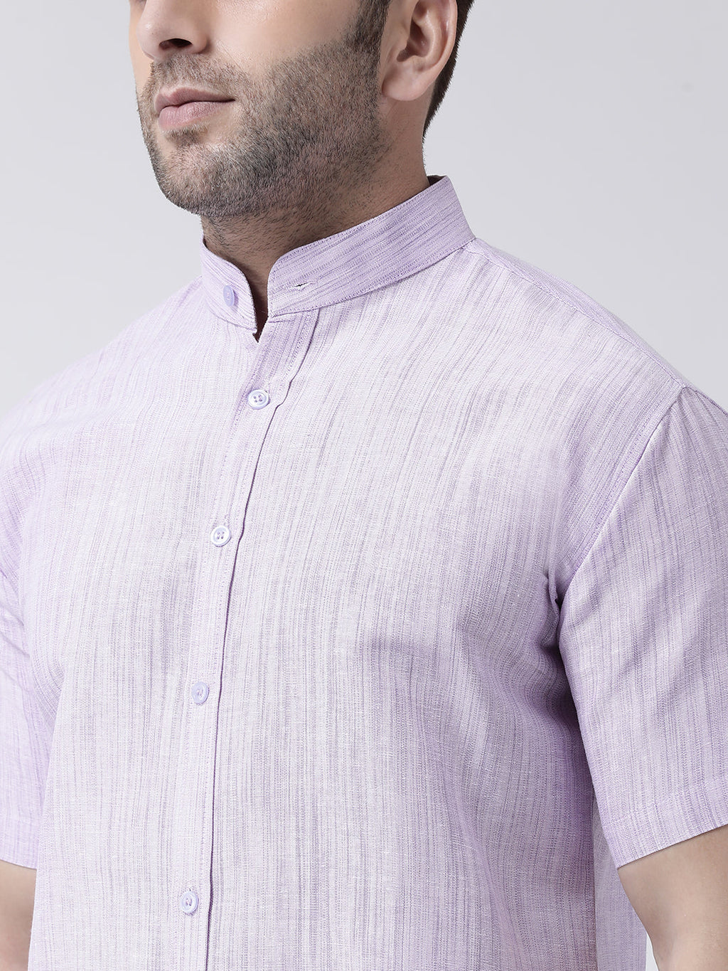 RIAG Purple Men's Chinese Collar Half Sleeves Shirt
