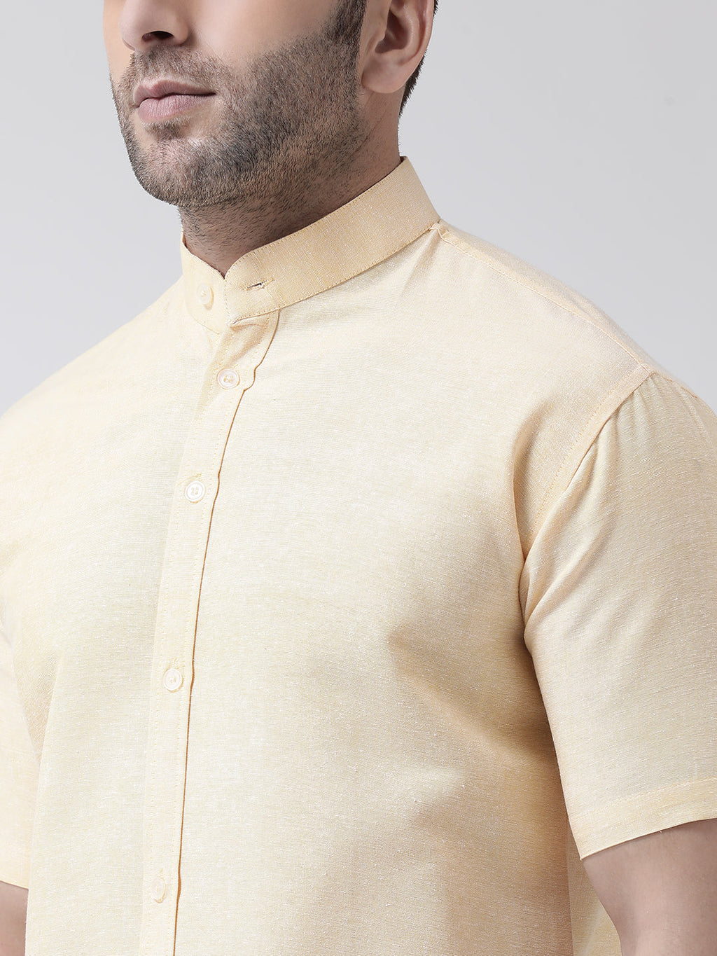 RIAG Beige Men's Chinese Collar Half Sleeves Shirt